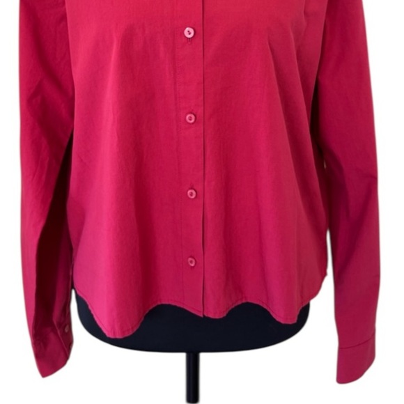 Eileen Fisher Washed Organic Cotton Poplin Classic Collar Short Shirt, Azalea, S - Picture 10 of 13